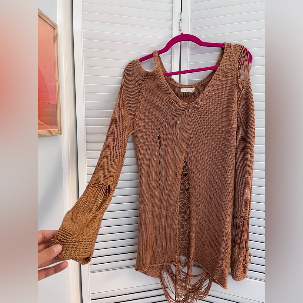 Ripped V neck sweater